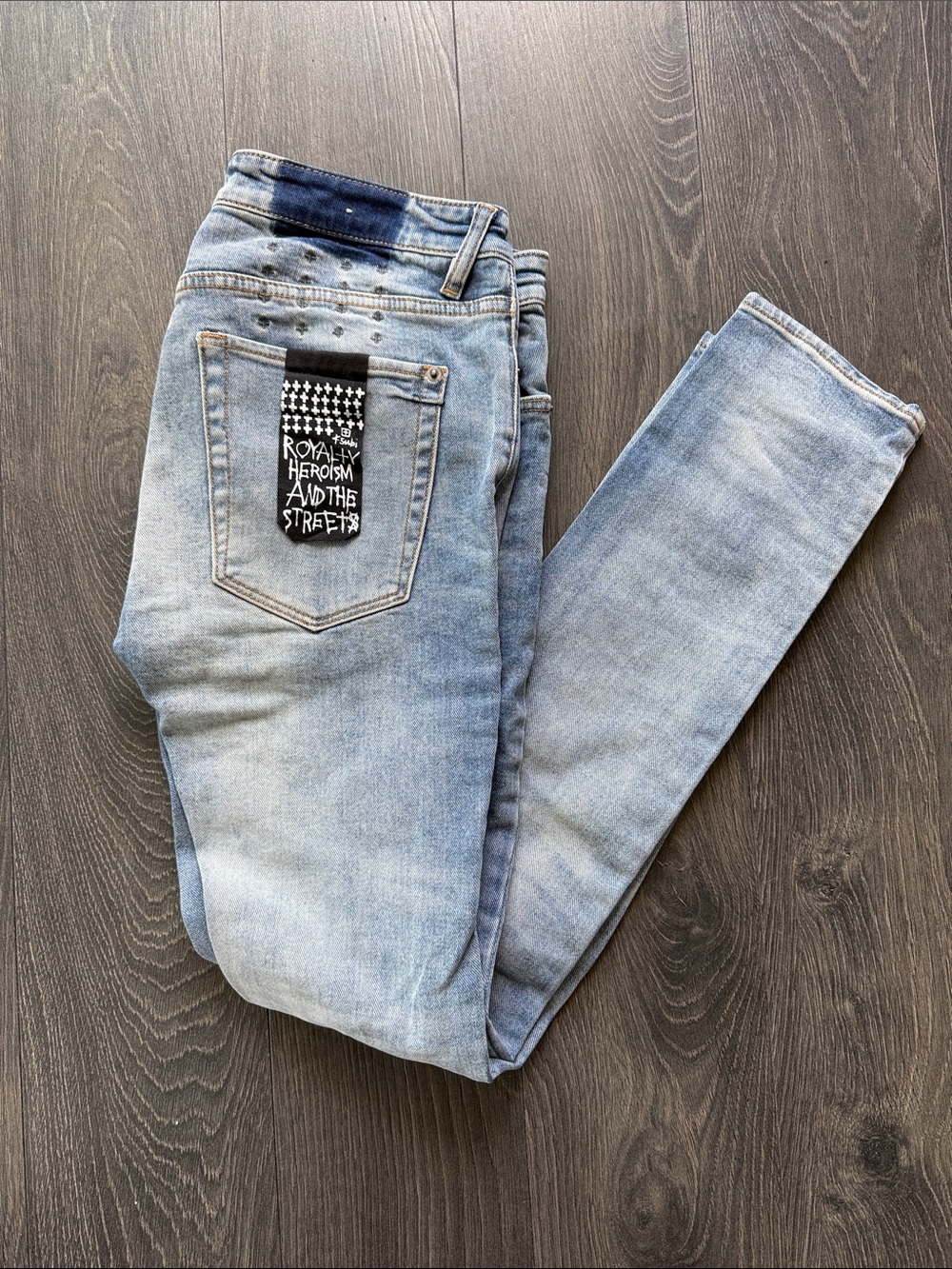 Ksubi Light Blue Skinny Jeans with Back Pocket Patch